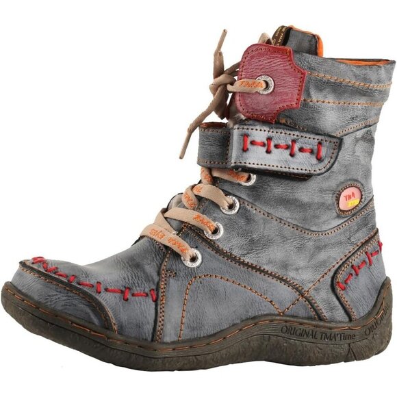 Women's Lace-up Leather Casual Ankle Non-slip Boot With Handstitching Up… - Picture 1 of 5